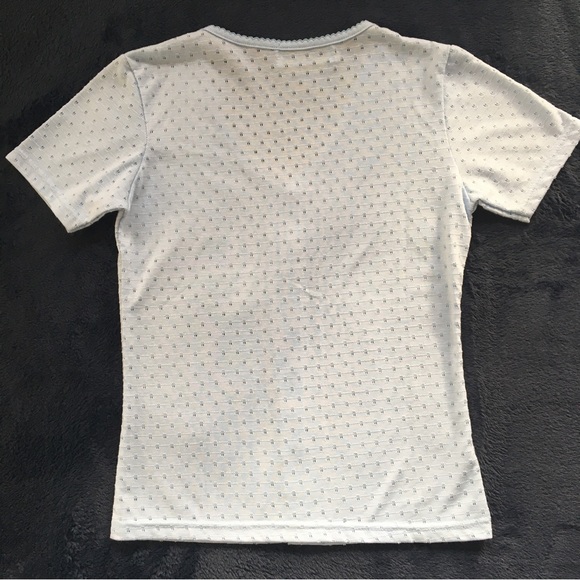 Baby Blue Pointelle Button-up Tee - Picture 3 of 7